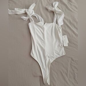 White Tie-Strap Bodysuit